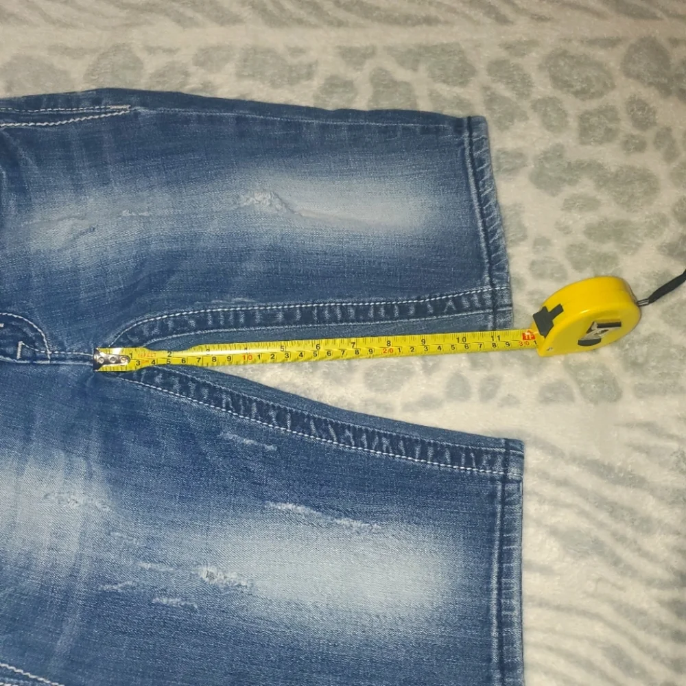 Miss Me Bermuda jean shorts with rhinestones peace sign on back pockets …